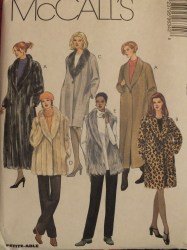 9634 MCCALLS LINED FUR / WOOL COLLAR COAT 3 LENGTHS,VEST PATTERN  XS-Med 4-14  uncut